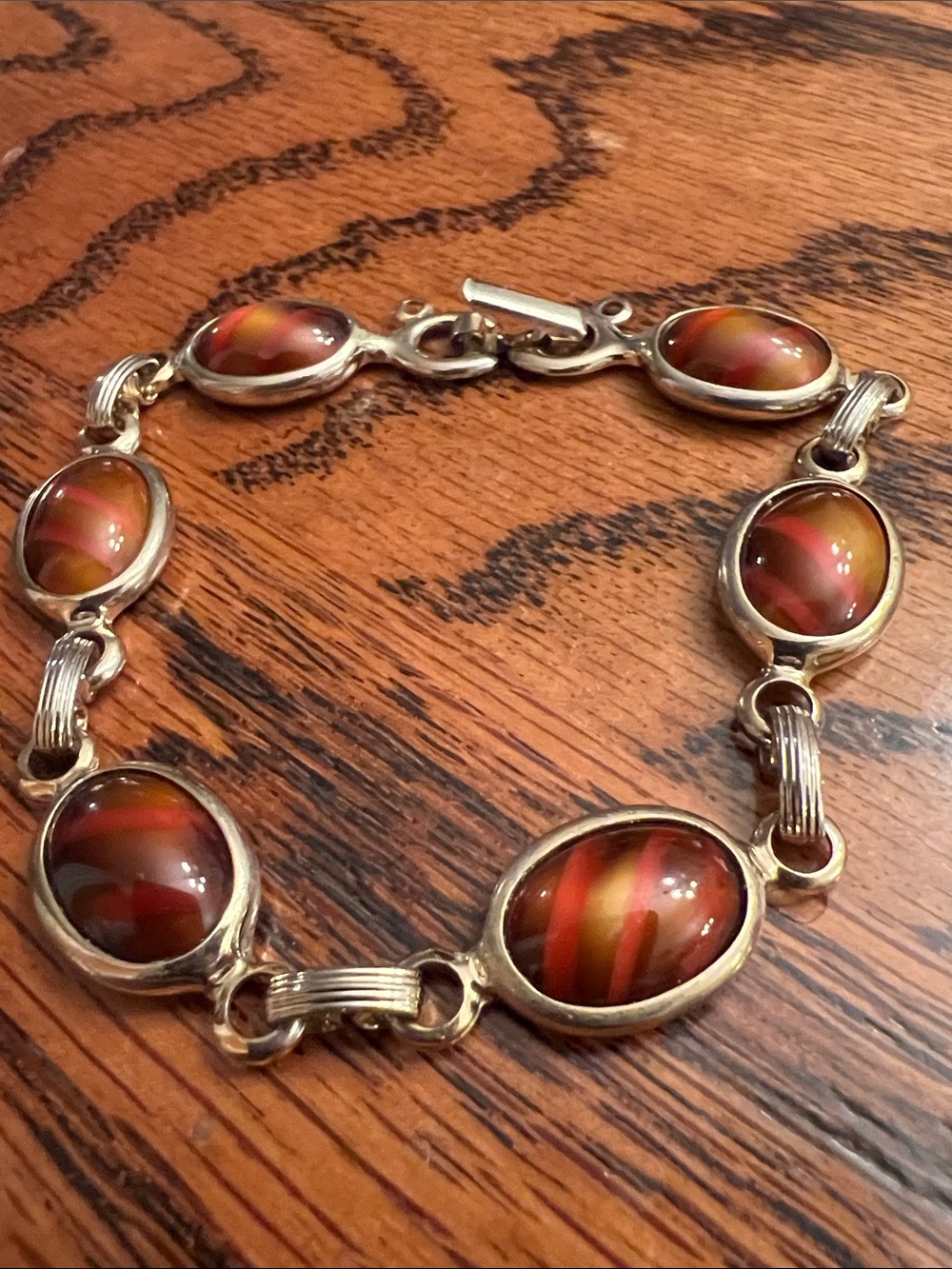 Sarah Coventry Sterling Harmony Bracelet Oval Glass Stones Vintage Jewelry